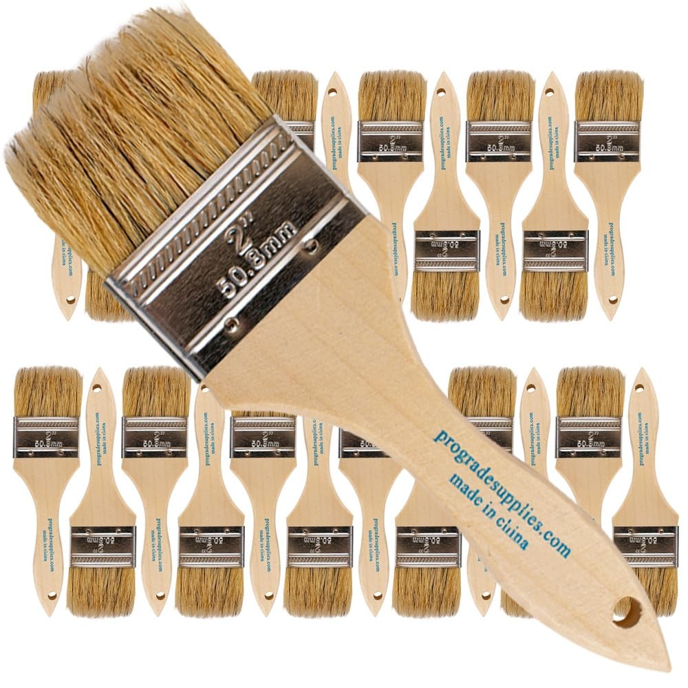 Pro Grade – Chip Paint Brushes – 24 Ea 2 Inch 2″, Light Brown