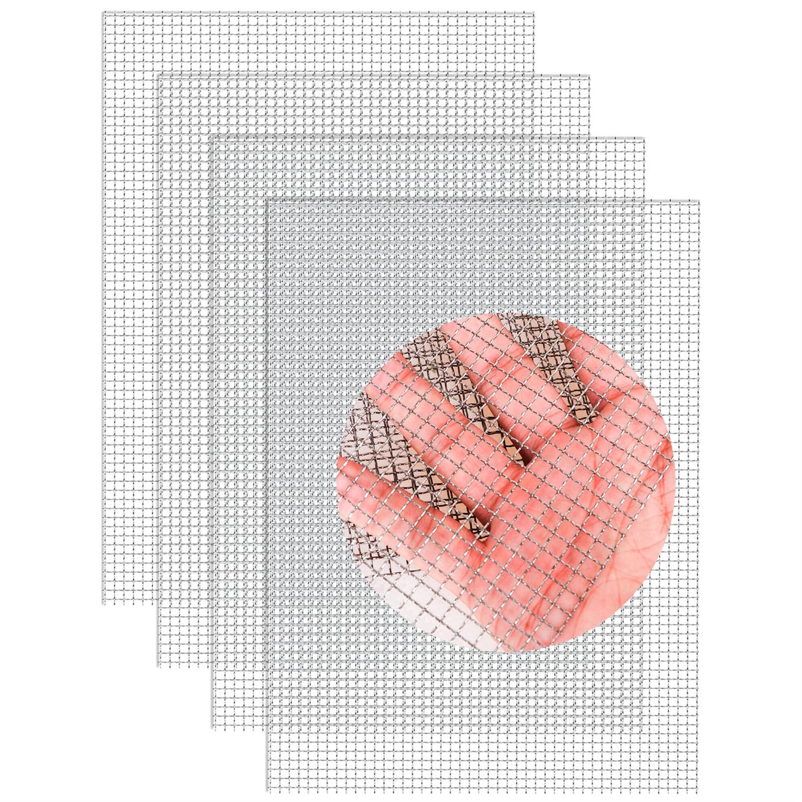 4 Pack 5 Stainless Steel Mesh, 12×8 Inch Wire Mesh Sheets for DIY Sliver