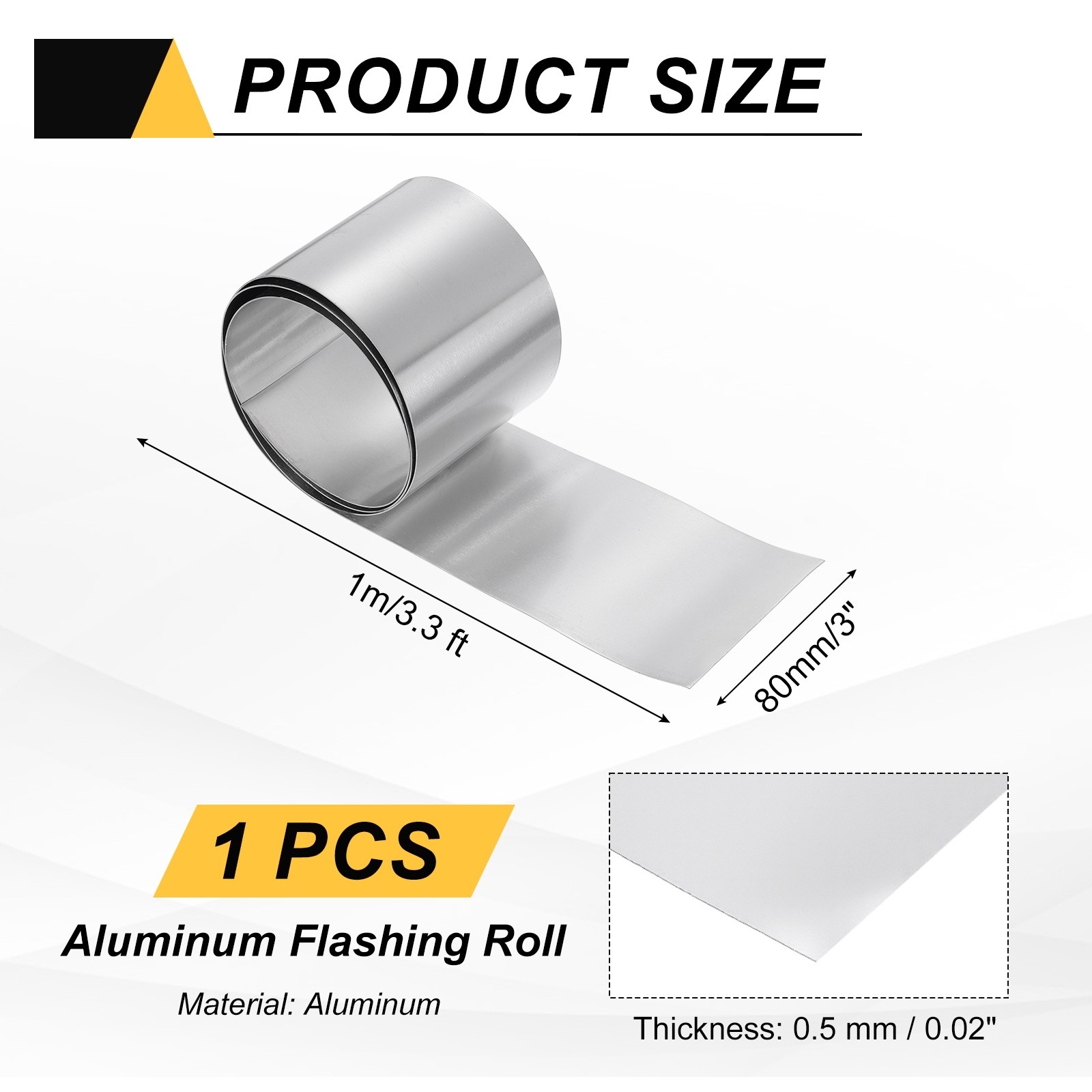 3inx3.3ft Aluminum Flashing Roll 0.5mm Metal Roof Panels for House Repair