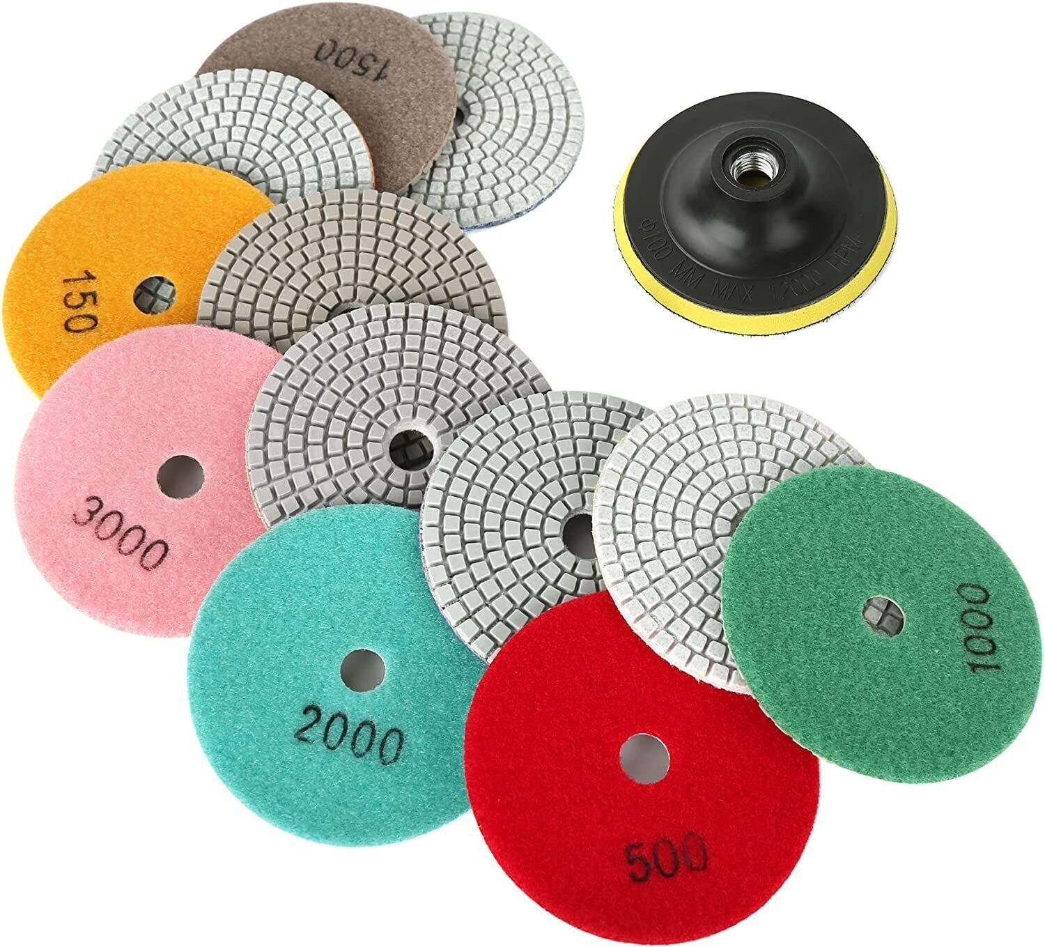 16pc Diamond Wet Polishing Pad 4inch Pad for Granite Stone Concrete Marble Floor