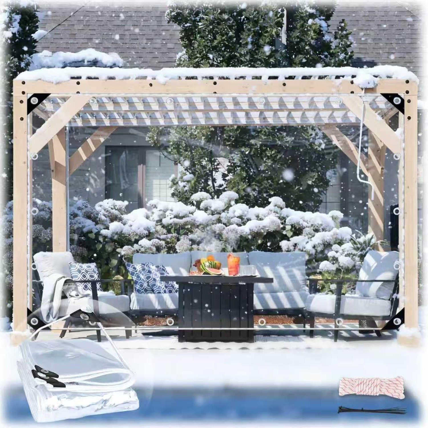 8′ x 10′ Clear Vinyl Tarp Clear Tarps Heavy Duty Waterproof UV Resistant Glas…