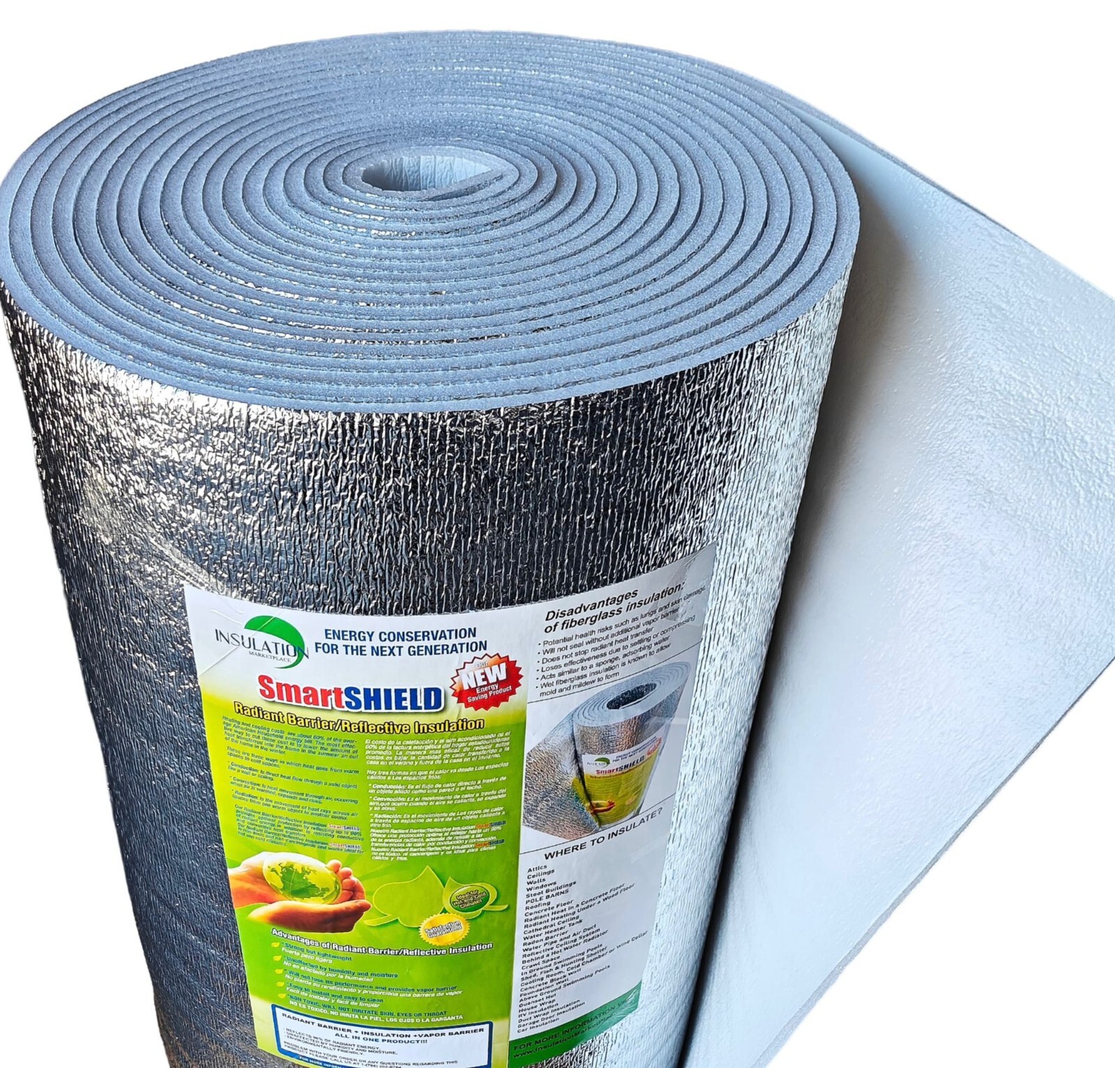 SmartSHIELD Pro 20mm Thick Foil Insulation Roll 48″x25ft FOIL – WHITE