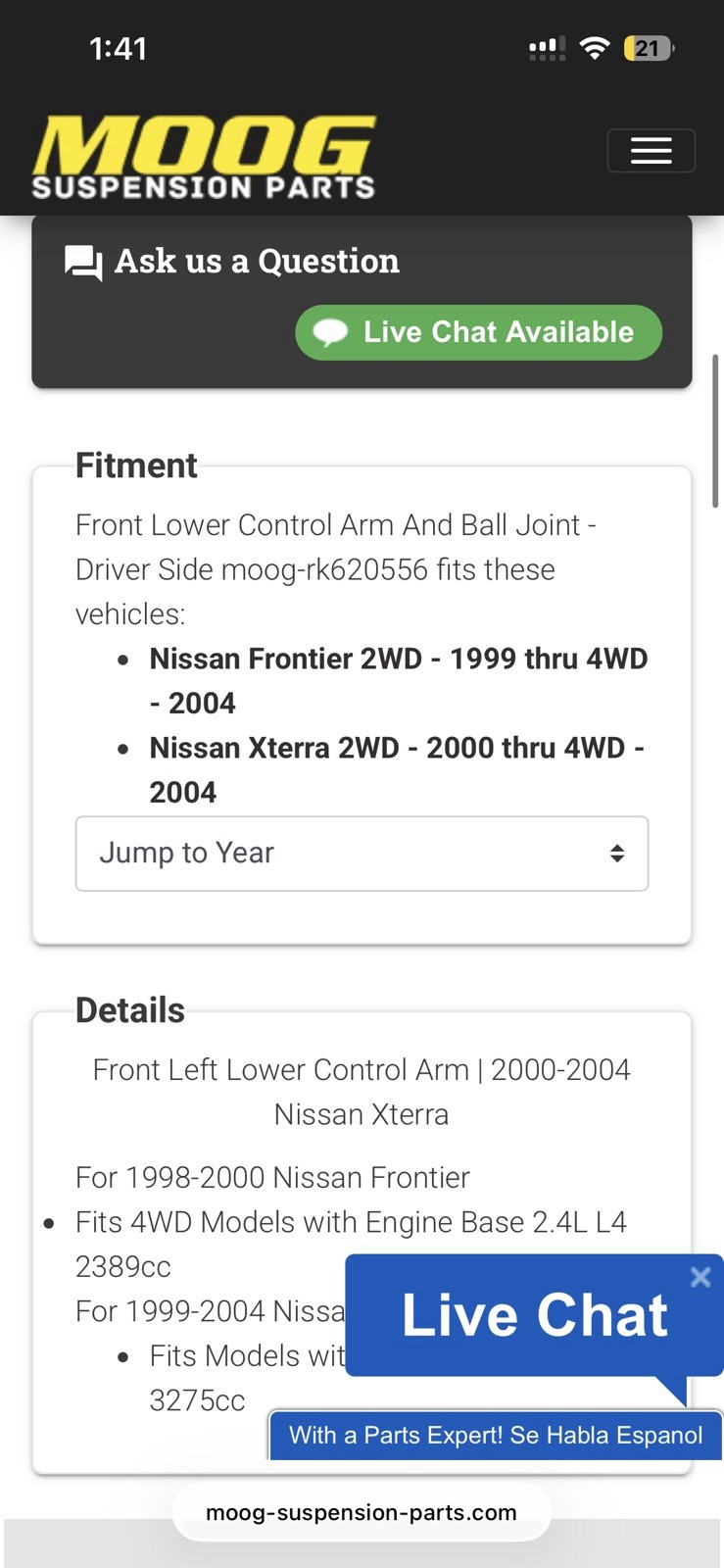 Front Lower Control Arm Ball Joint Driver K620556 Nissan Frontier Xterra 99-04