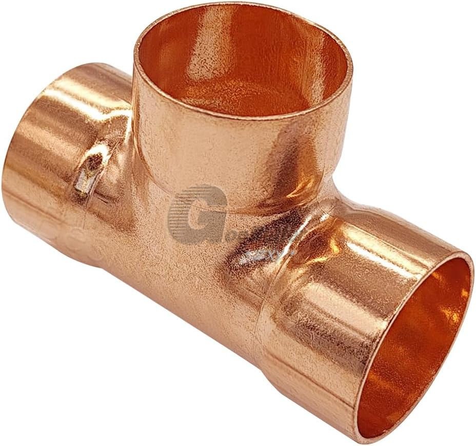 Copper Tee Fitting End Feed Equal 3-Way Solder Pipe Connector HVAC Plumbing Join