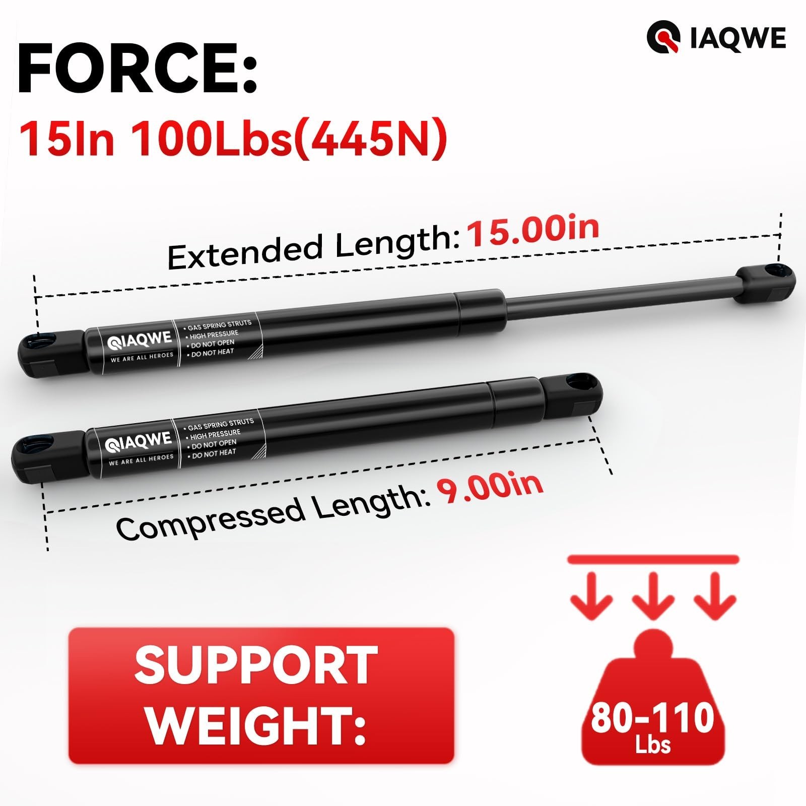 2PCS 15 Inch 100lbs Gas Spring Struts Lift Support for RV Door Truck Canopy Lid