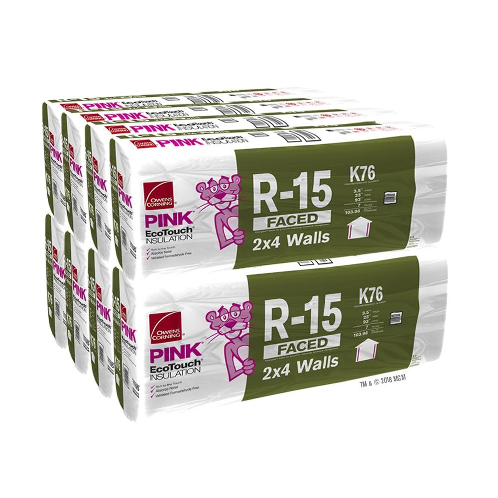 Owens Corning 832 SQFT 8 bags of R15 Kraft Faced 23 x 93 Fiberglass Fits 2X4