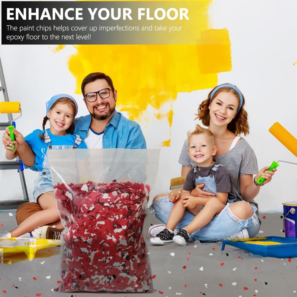1LB Epoxy Floor Flakes Blend 16 Ounce (Pack of 1), Black, White, Red