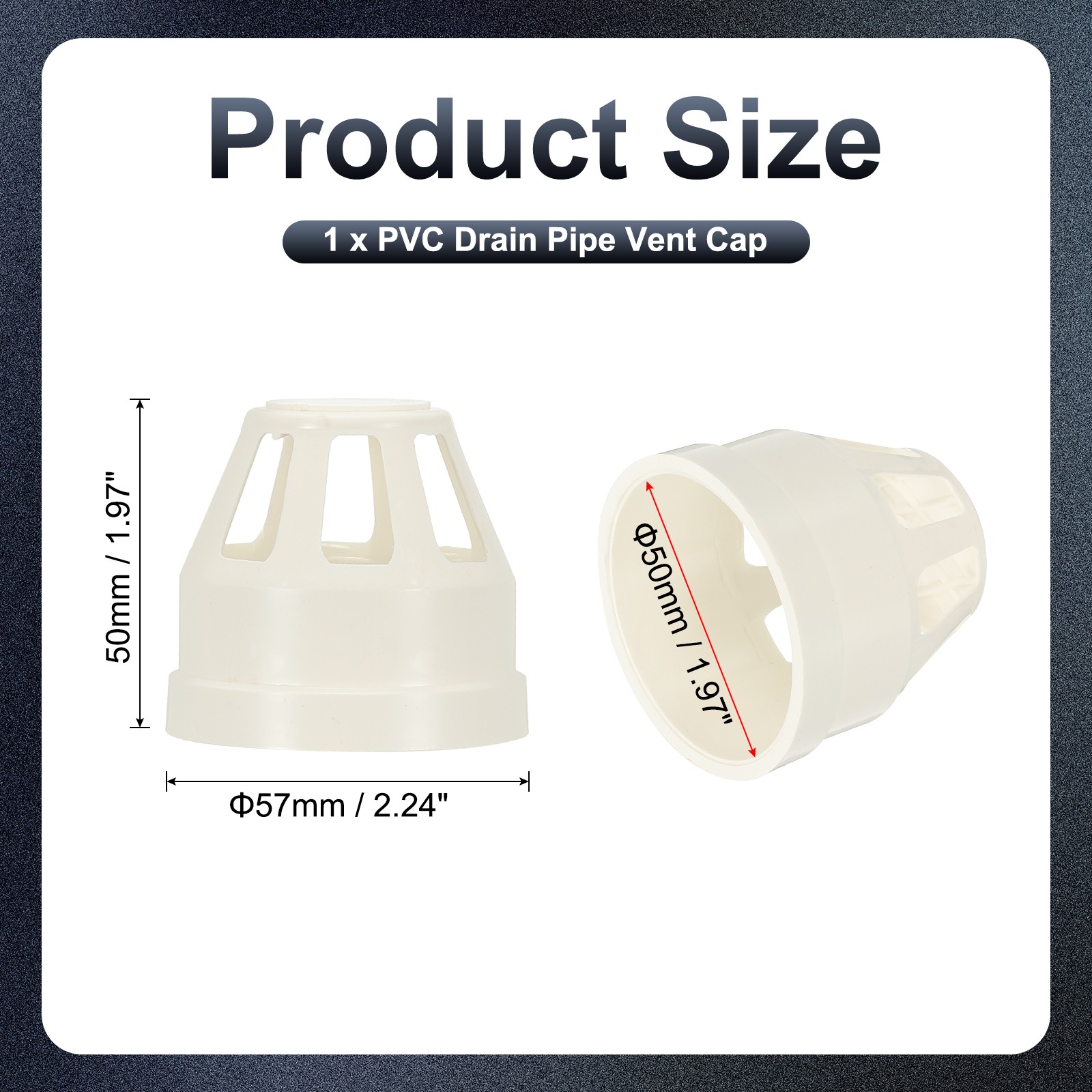 PVC Drain Pipe Vent Cap, 2 Inch Vent Pipe End Cap Cover Air Vent, White