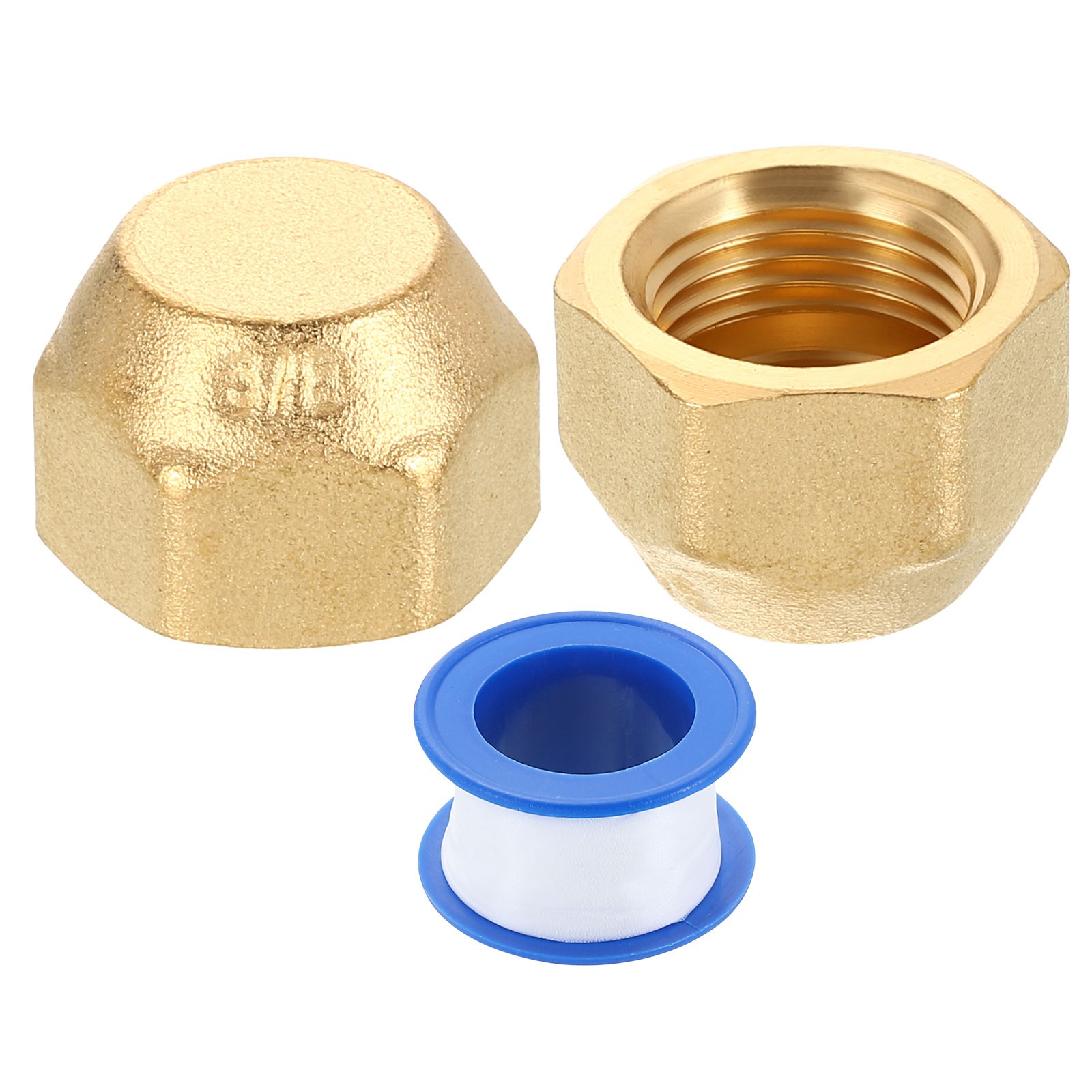 2Pcs 3/8″ Tube OD Brass Flare Cap 5/8″-18 UNF Female Thread SAE Pipe Fitting]