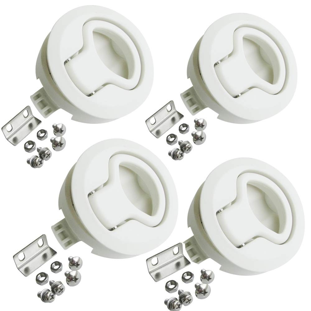 WJSKDQ 4PCS Boat Slam Latch 2” Flush Pull Latches Round Plastic white