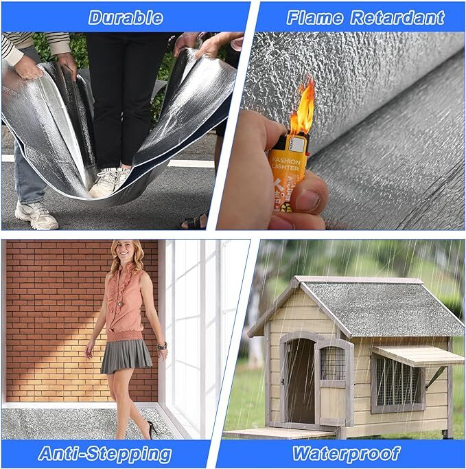 60″x40″ Double Side Reflective Insulation Foam Heat Barrier Noise Deadener Mat
