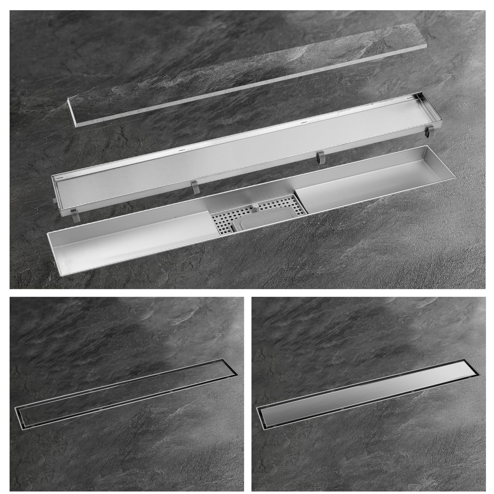 Shower Channel 70cm Stainless Steel Floor Drain 2in1 Double Sided, Tile Insert Drain…