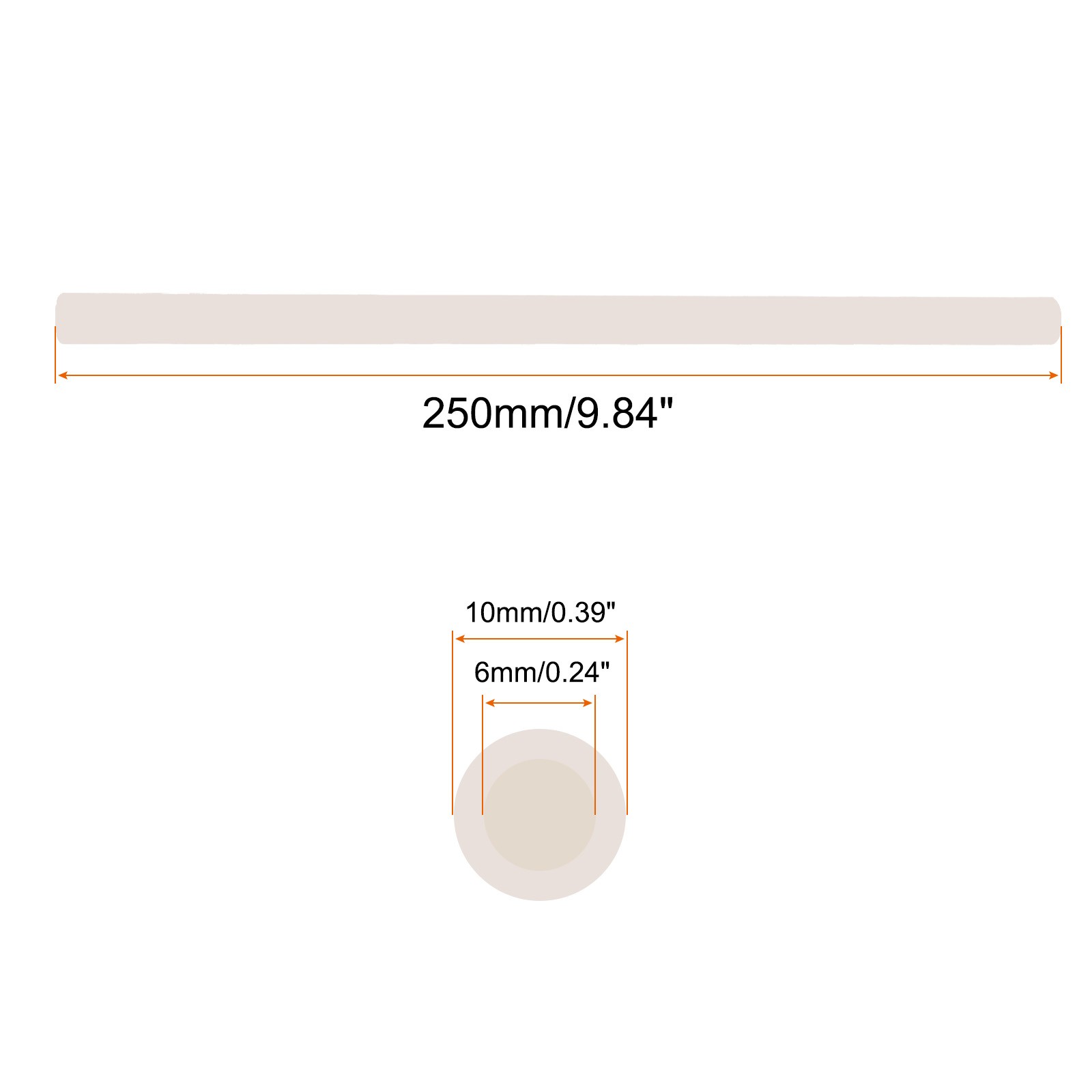 Stove Thermocouple Cover Tube 6x10x250mm Ceramic Beige Single Hole for Stove