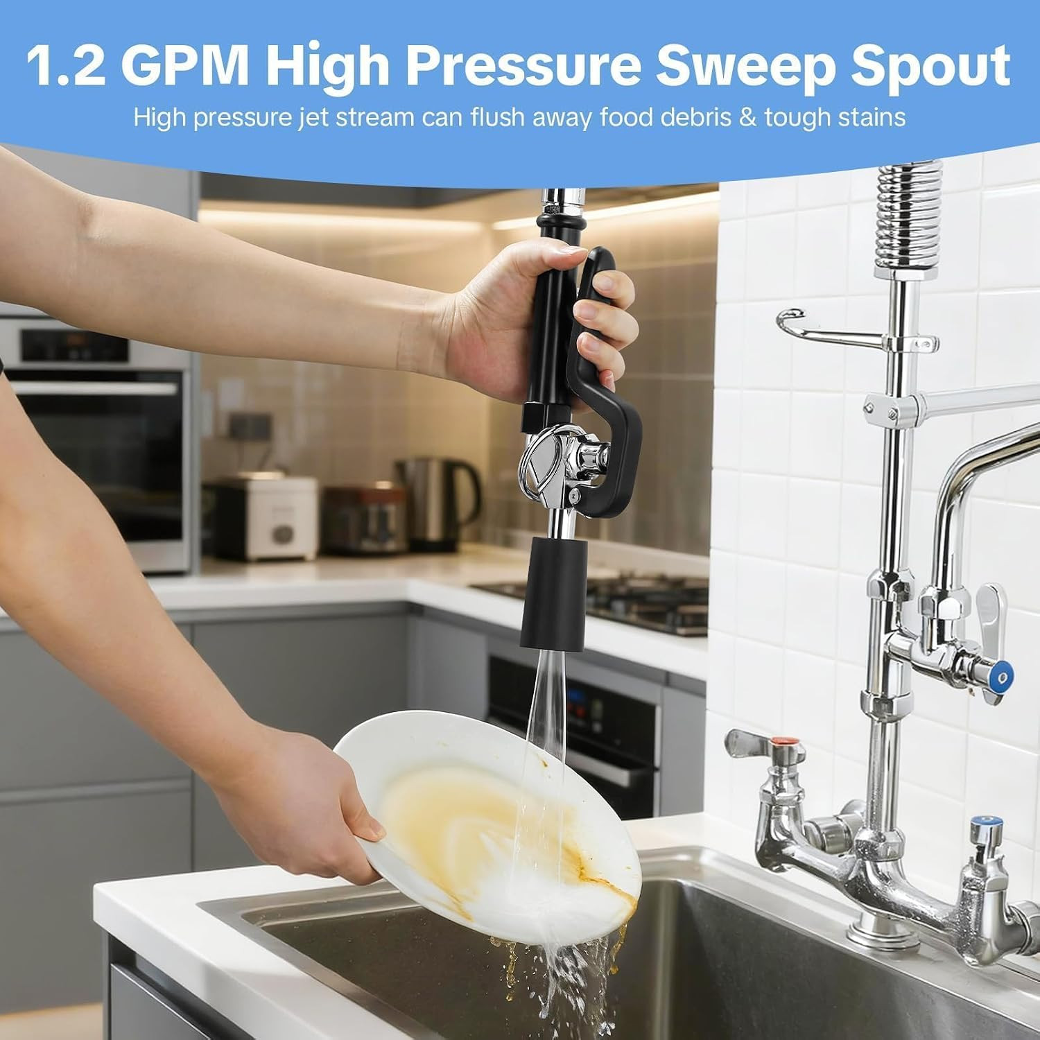 Pre Rinse Sprayer Commercial Sink Sprayer Head, Low Lead Spray Valve Dish Spraye