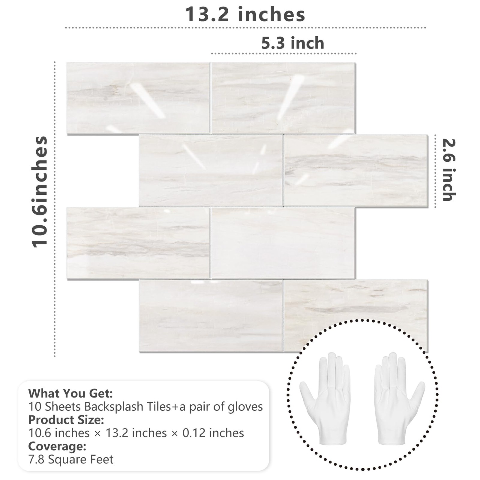 Subway Tile Peel and Stick Backsplash, Glossy Light Brown PVC Self Adhesive T…
