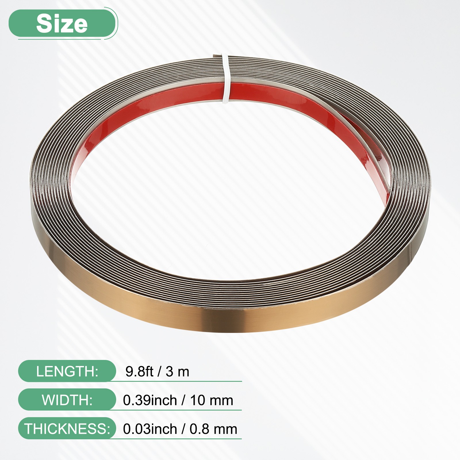 9.8ft x 0.4in Peel and Stick Trim Molding for Walls [Rose Gold Mirror]