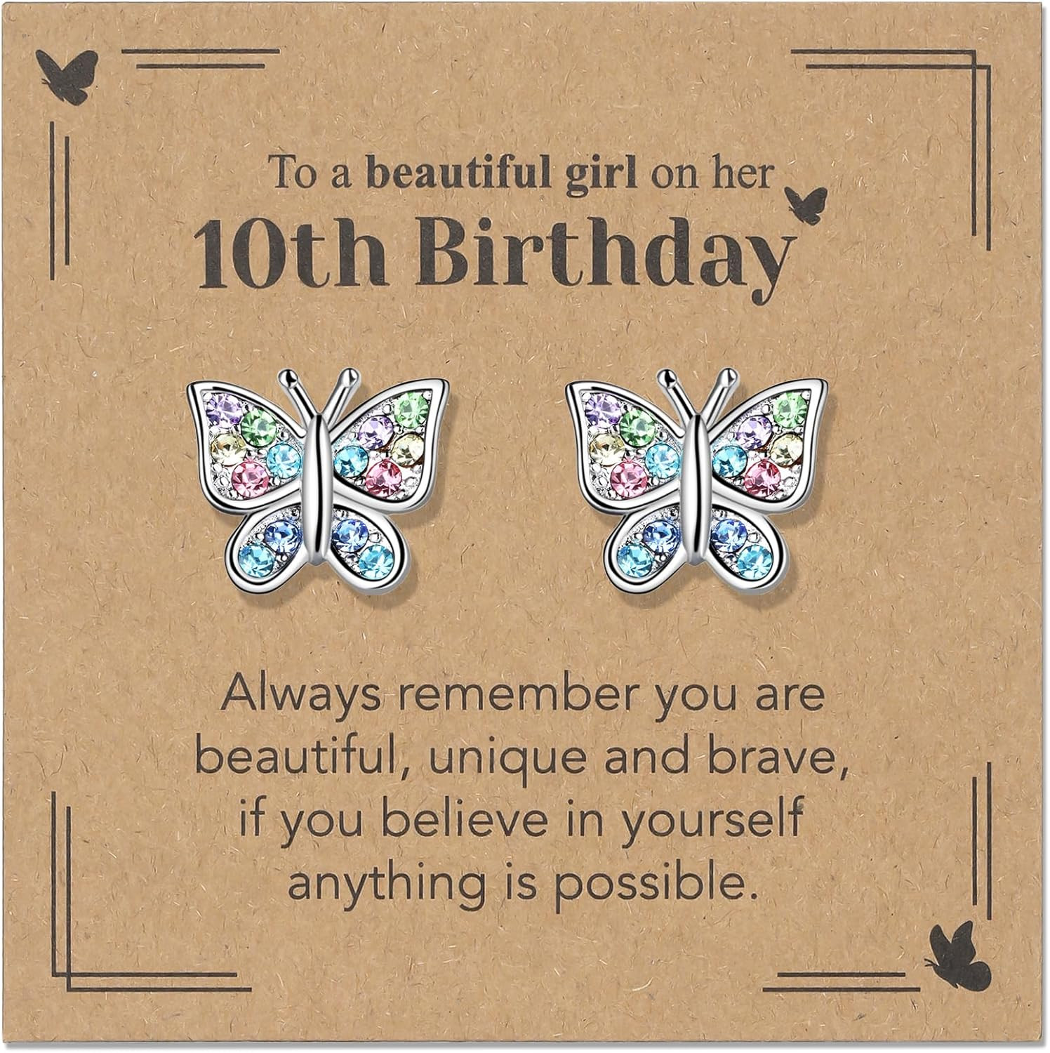 Crystal Butterfly Earrings for Girls 6Th 7Th 8Th 9Th 10Th 11Th 12Th 13Th 16Th 18