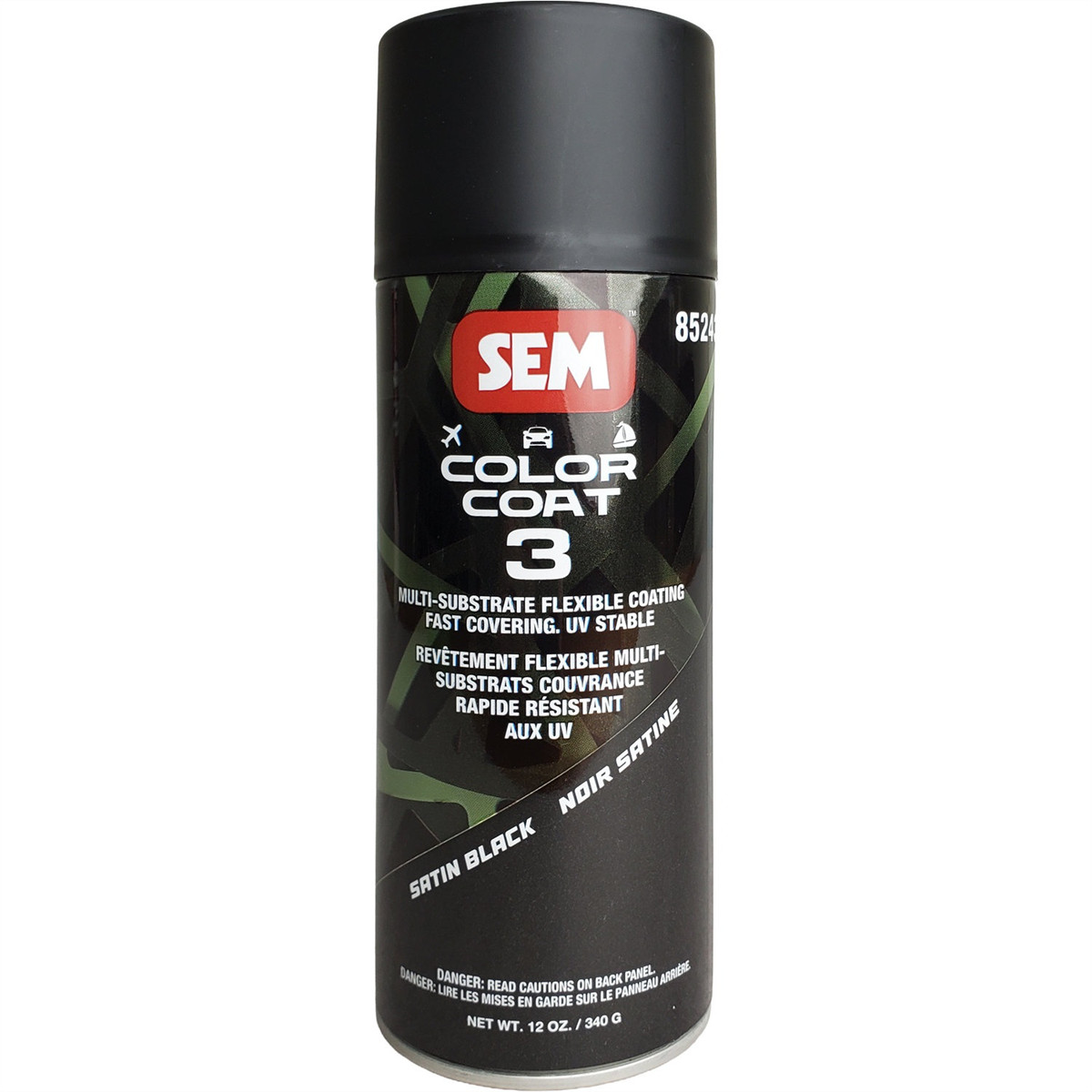 SEM Paints Color Coat 3 Satin Black 16 oz Aerosol SEM.85243