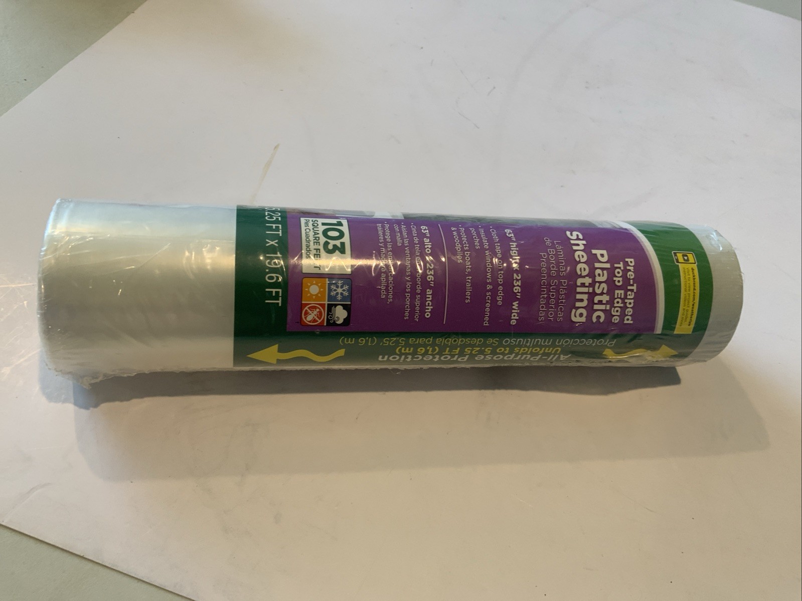 Duck Pre-Taped Top Edge Plastic Sheeting 103 Square Feet One Roll Sealed