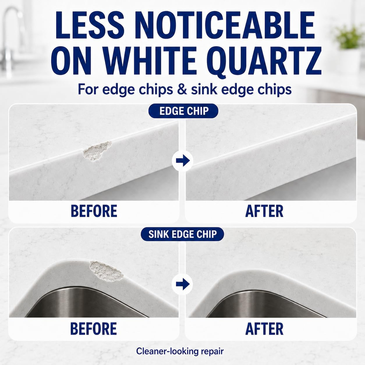 White Quartz Countertop Repair Kit, Counter Filler for Chips & Cracks | Quick-Cu