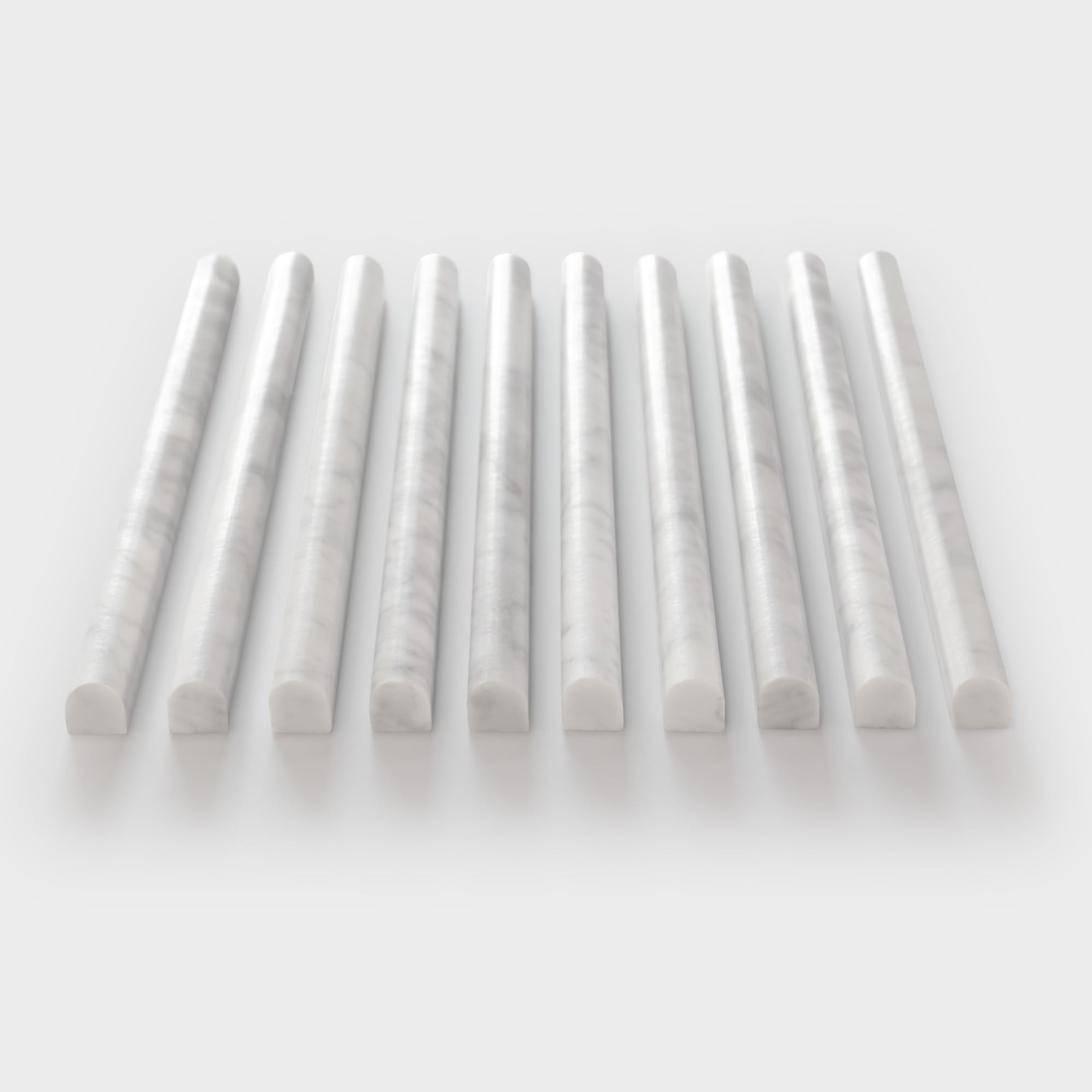 Sunwings 10-Pack Carrara White Marble Pencil Liner Tile 3/4 X 12 Honed Natural