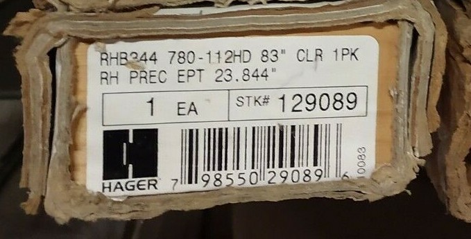 HAGER ROTON PREC RHB344 780-112 HD-83-CLR W/ PREC EPT CUTOUT RH 23.844″*