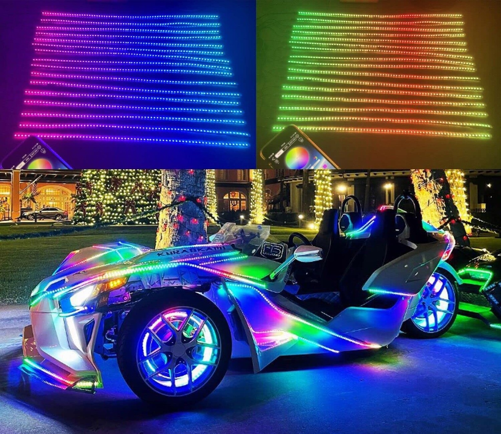 16PCS 4FT 48″ 1.2Meters Bluetooth & Remote Dream Color Chasing Flow LED IP68 …