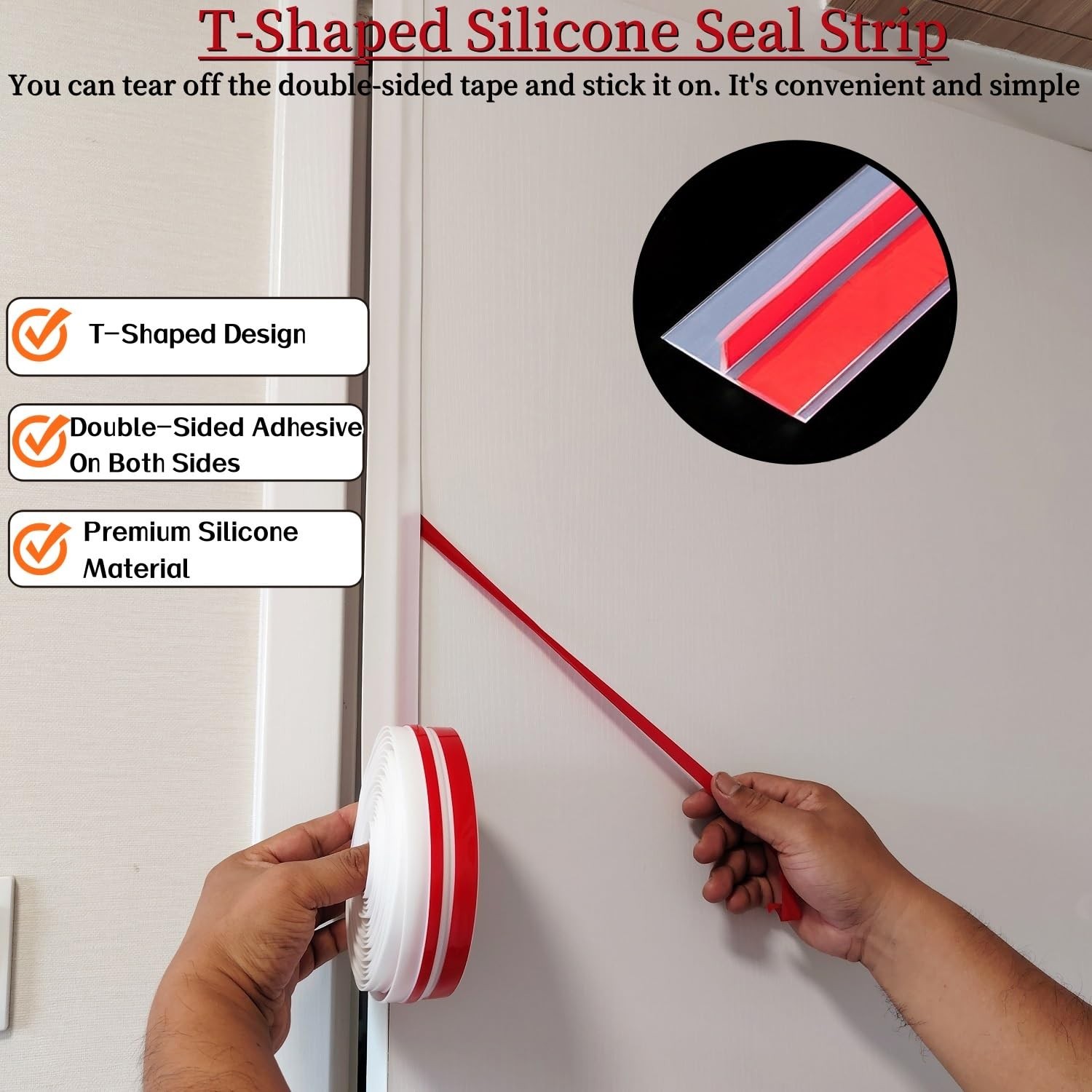 T Shape Door Seal Strip for Door & Windows Gaps，Draft Stopper Bottom Swee