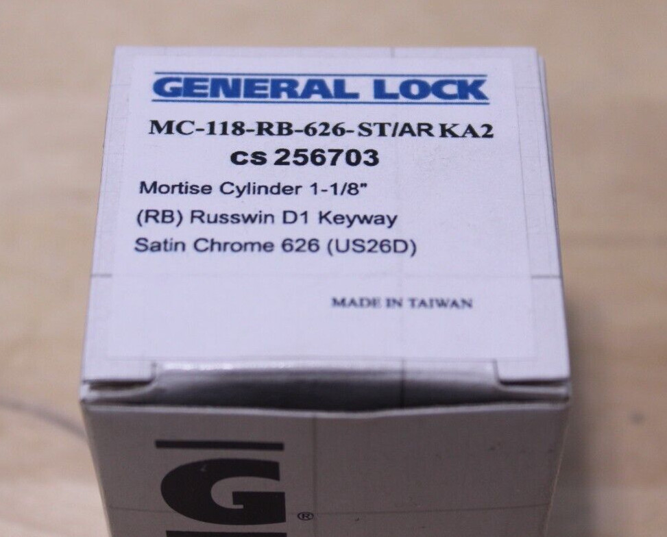 General Lock MC-118-RB-626-ST/ARKA2 Mortise Cylinder 1-1/8″ (Box of 10)=(5 Sets)