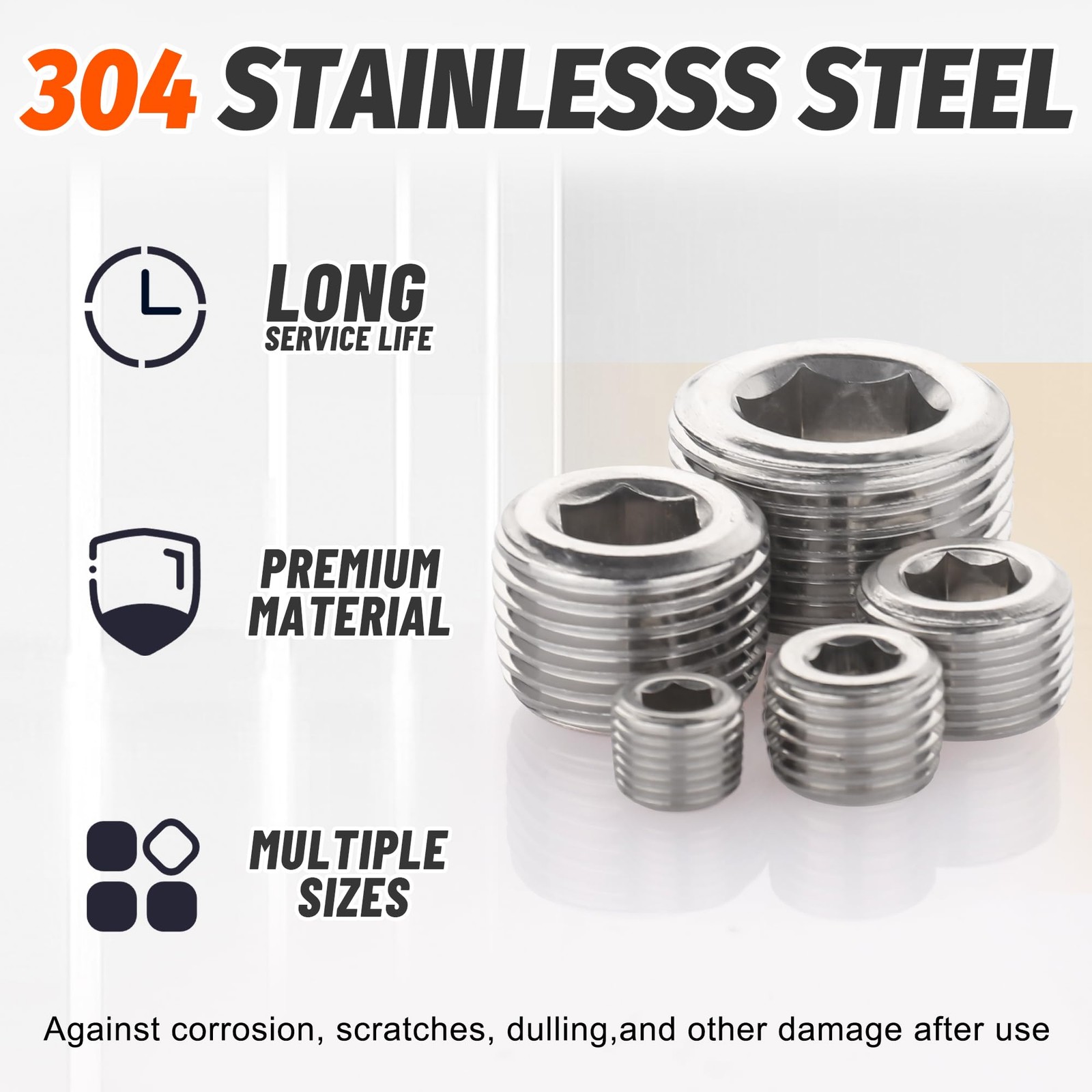 Ailbiuko 25Pcs 304 1/8″, 1/4″, 3/8″, 1/2″, 3/4″, 304 Stainless Steel