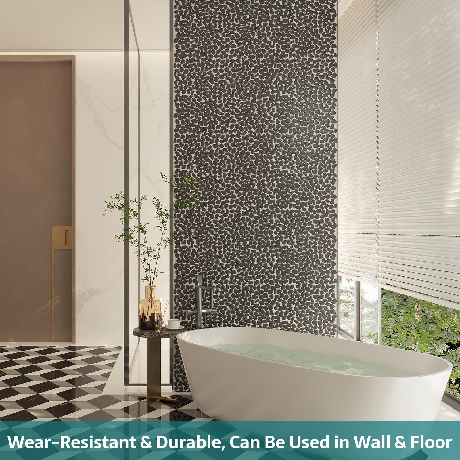 Soulscrafts Pebble Tile Black Pebble Tiles For Shower Floor Kitchen Backsplash