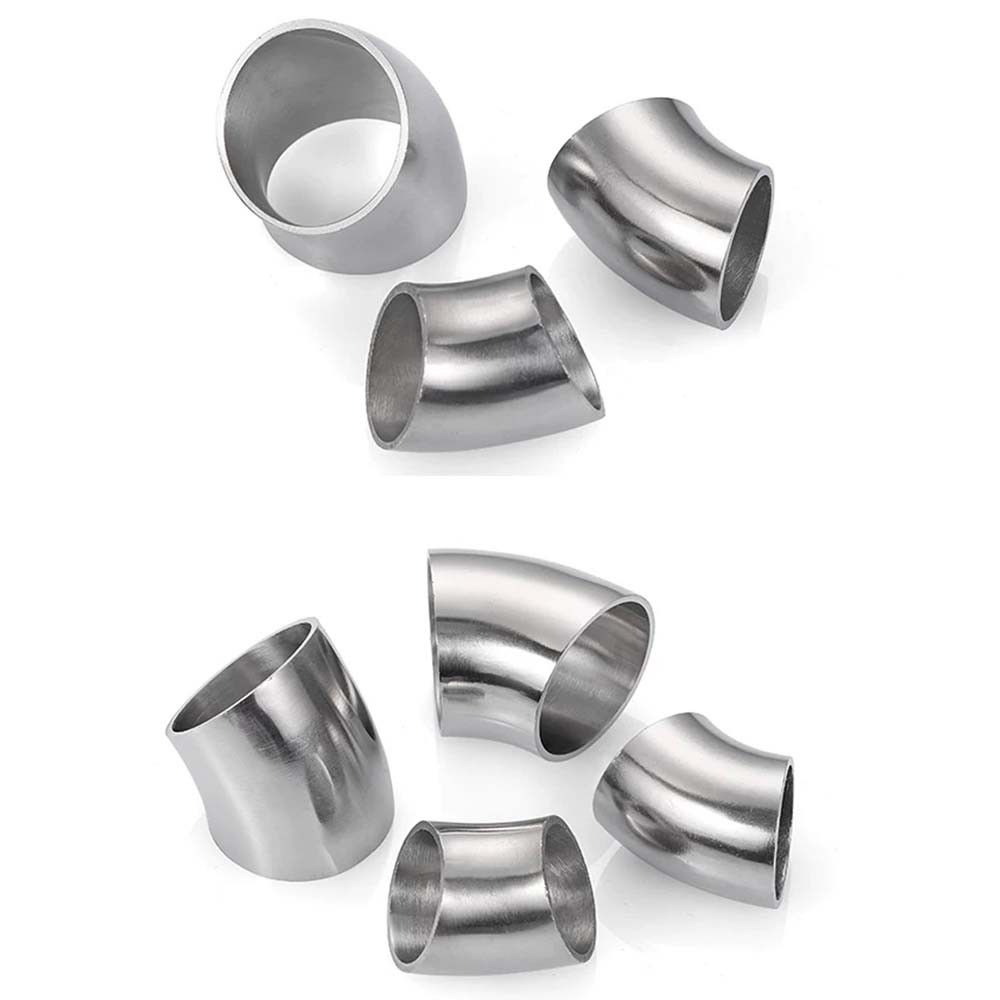 45 Degree Elbow A2/A4 Stainless Steel Sanitary Weld Pipe Fitting OD 12.7-203.2mm