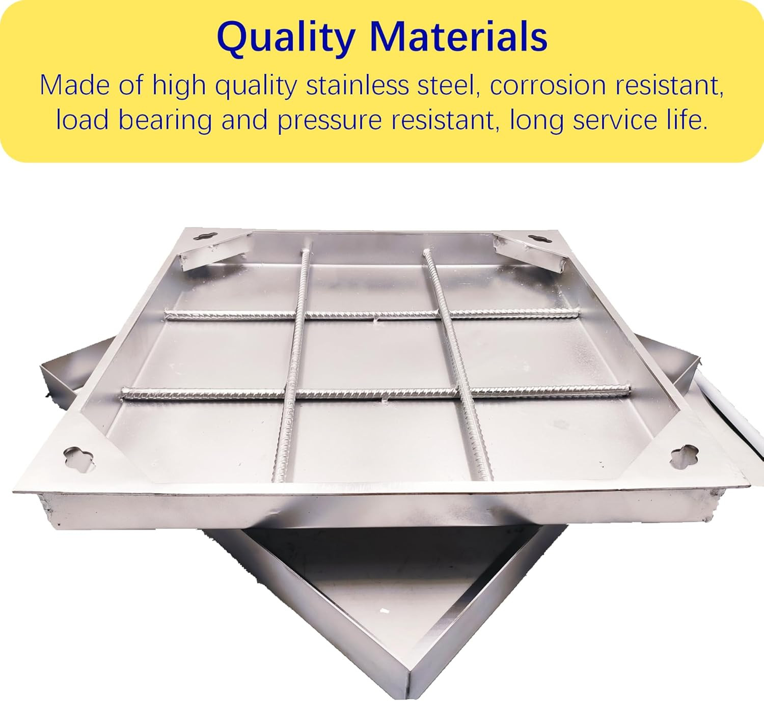 24X24 Stainless Steel Manhole Cover and Frame, Square Septic Tank Lid with Base,