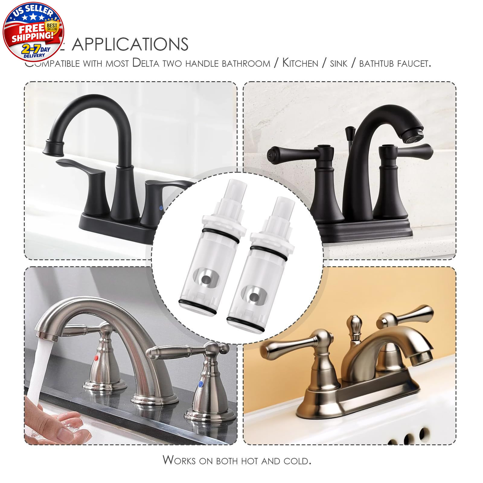 1224 Faucet Cartridge Replacement Compatible with Moen Two Handle Faucets Replac