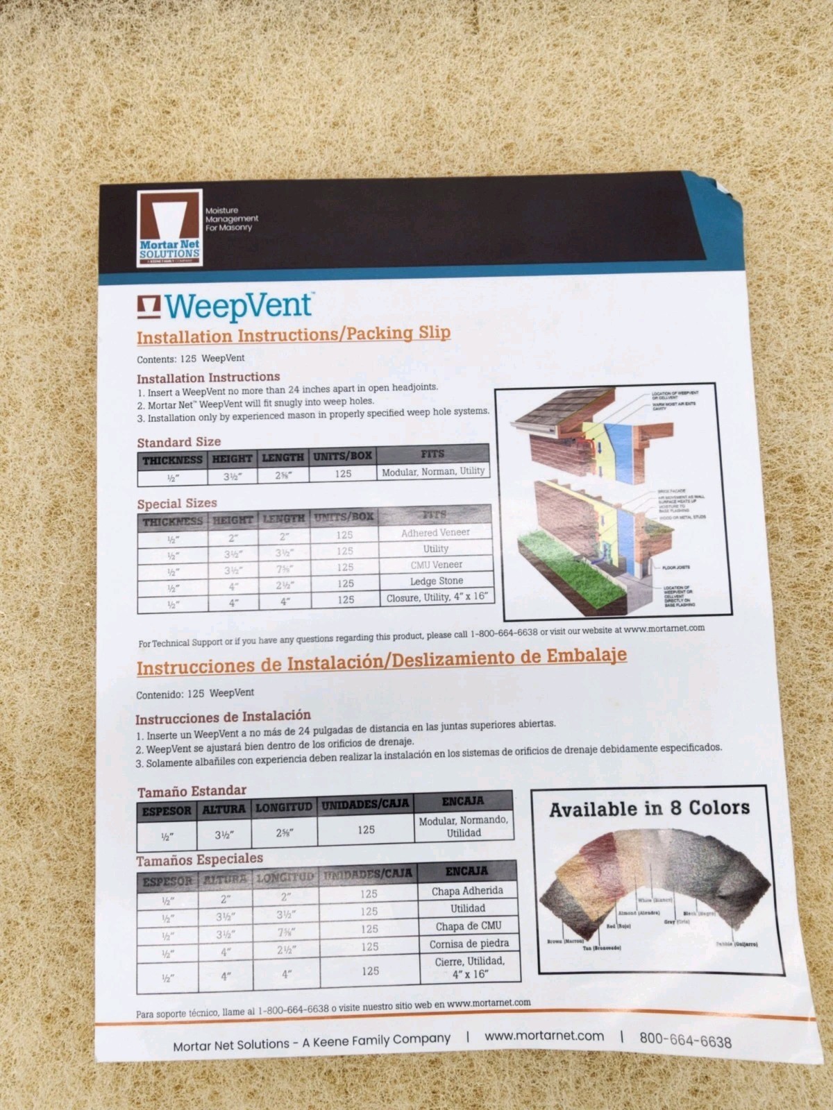 Weep Hole Vents 3.5″x3.5″ Jumbo Almond Masonry Brick Weep Vent 125 MOR0020044-WV