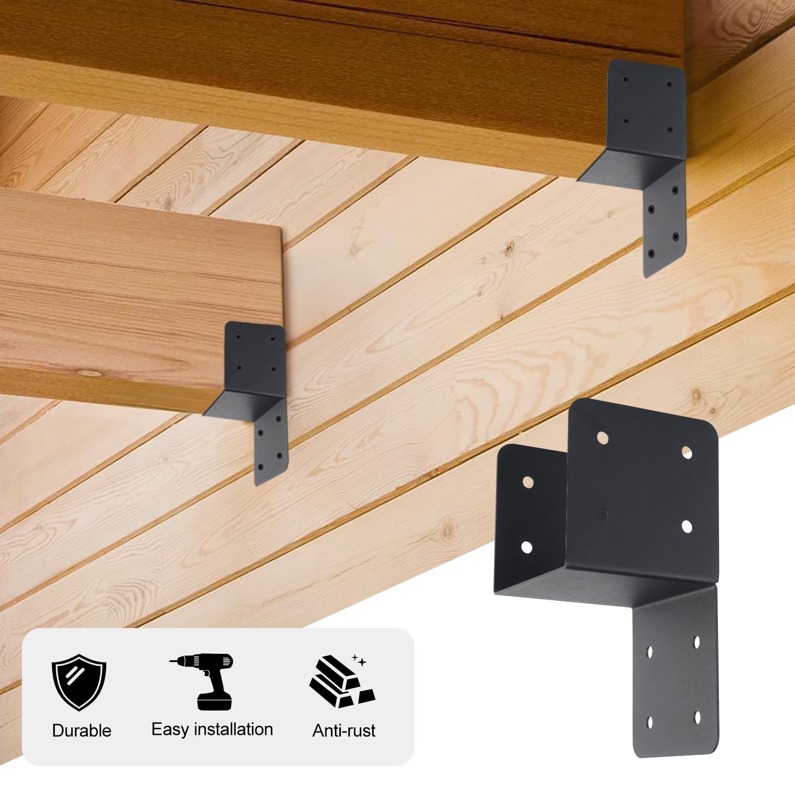 4 Pcs Joist Anchor Connector, Fit 4″x 4″Post, Roof Tie Header Hanger, Joint P…