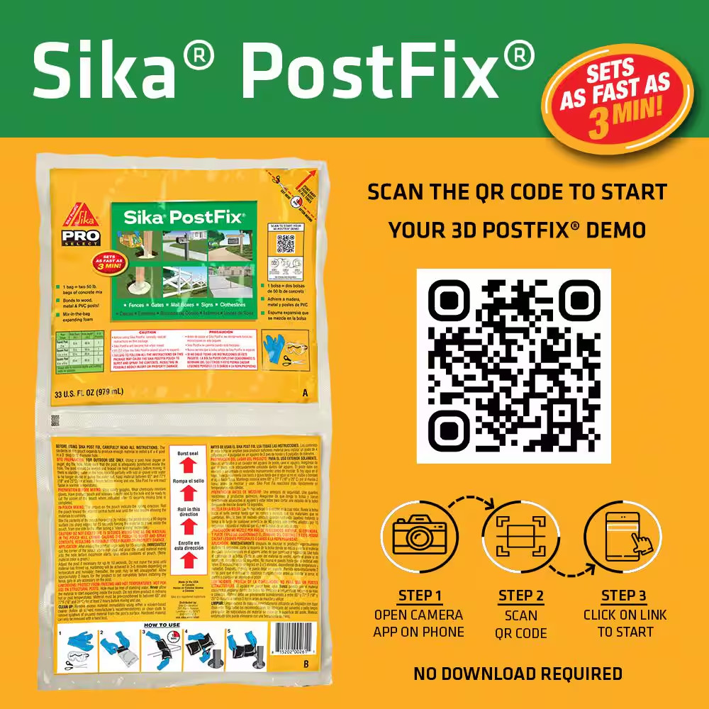 2 Lb. Postfix Fence Post Mix, Mix-In-The-Bag Expanding Foam for Supporting Non-S
