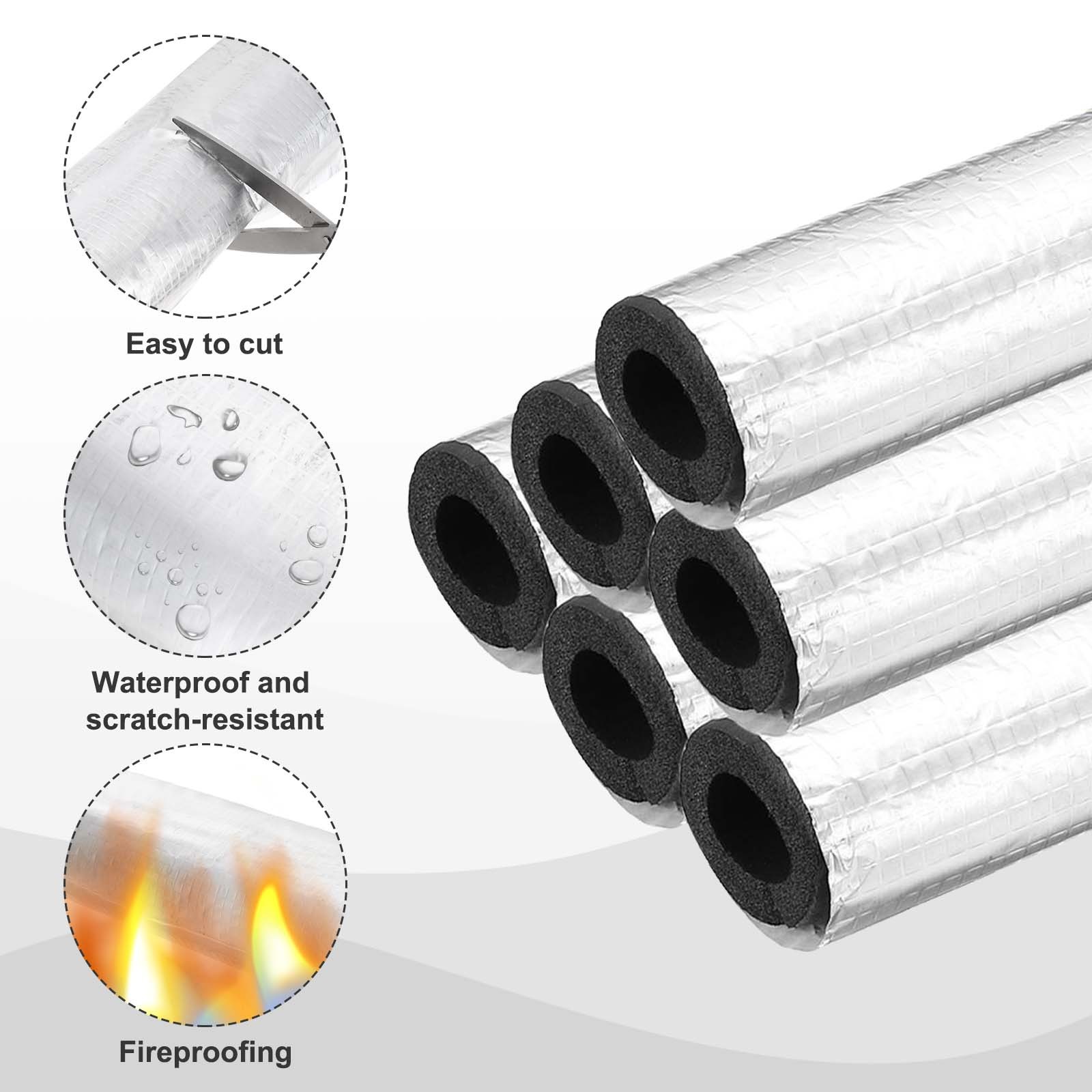 Pipe Insulation Foam Tube 3.3FT Length 3.5″(89mm) ID x 5cm Thickness