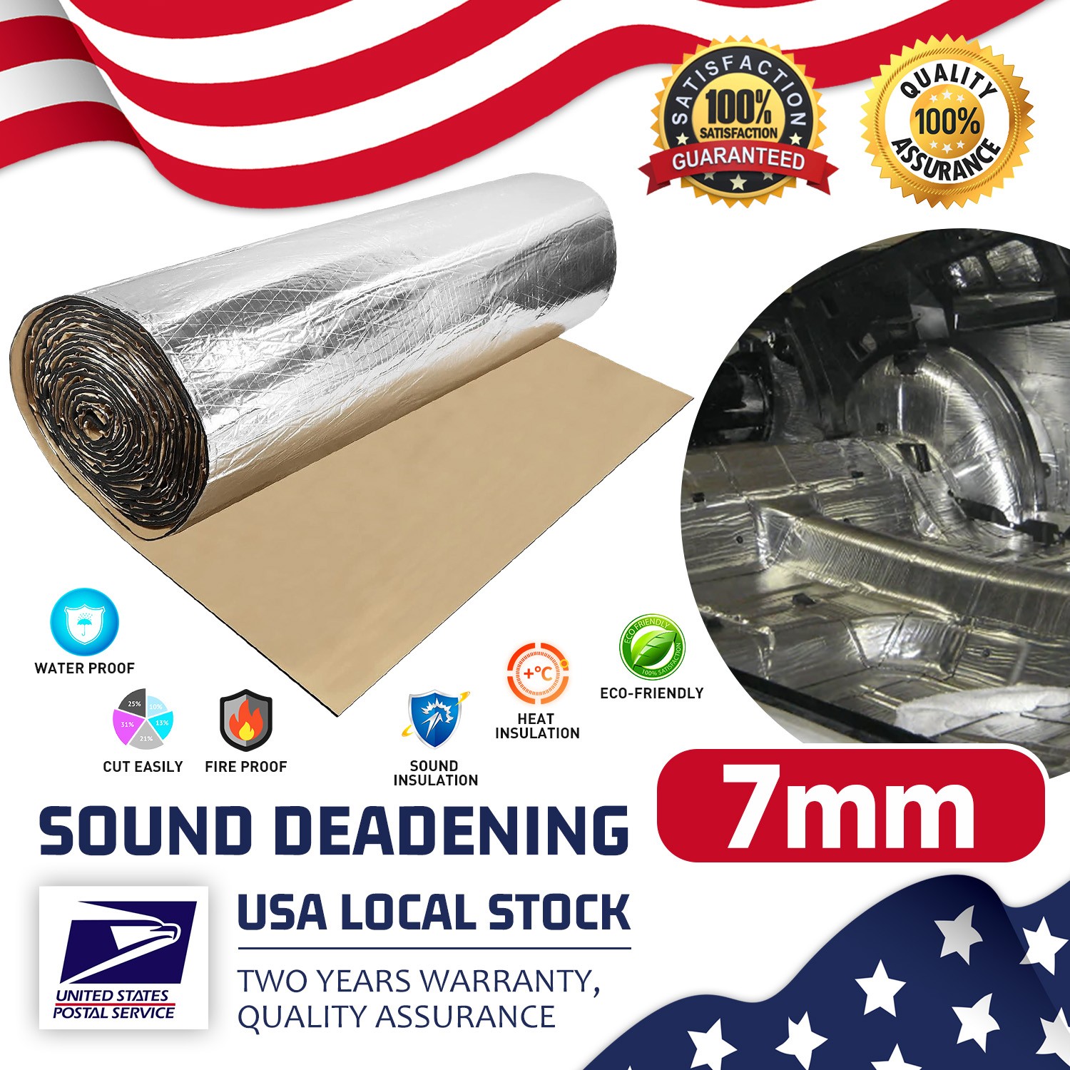 800CM x 42CM Fireproof Sound Deadener shock absorption Mat For industrial park