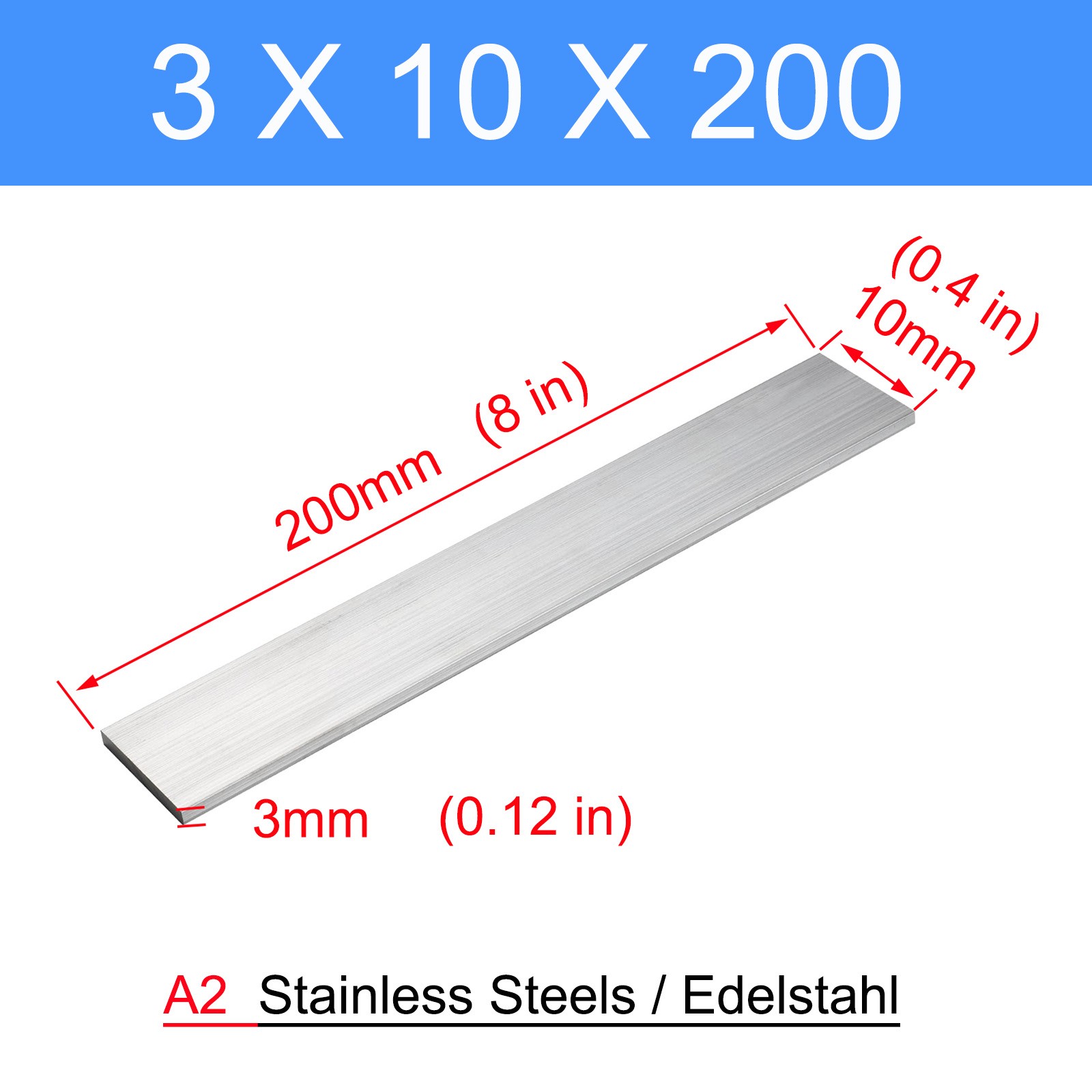 304 A2 Stainless Steel Flat Bar / Plate Can be customised thick 3mm 4mm 5mm