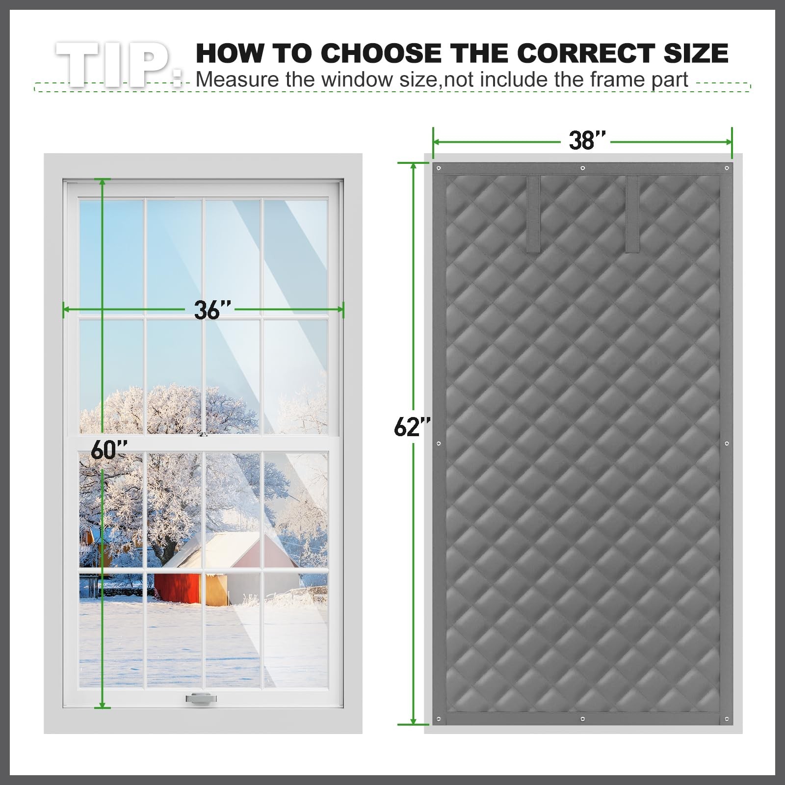 AGHITG Thermal Window Cover for Winter,38″ X 62″ 38IN X 62IN, Gray