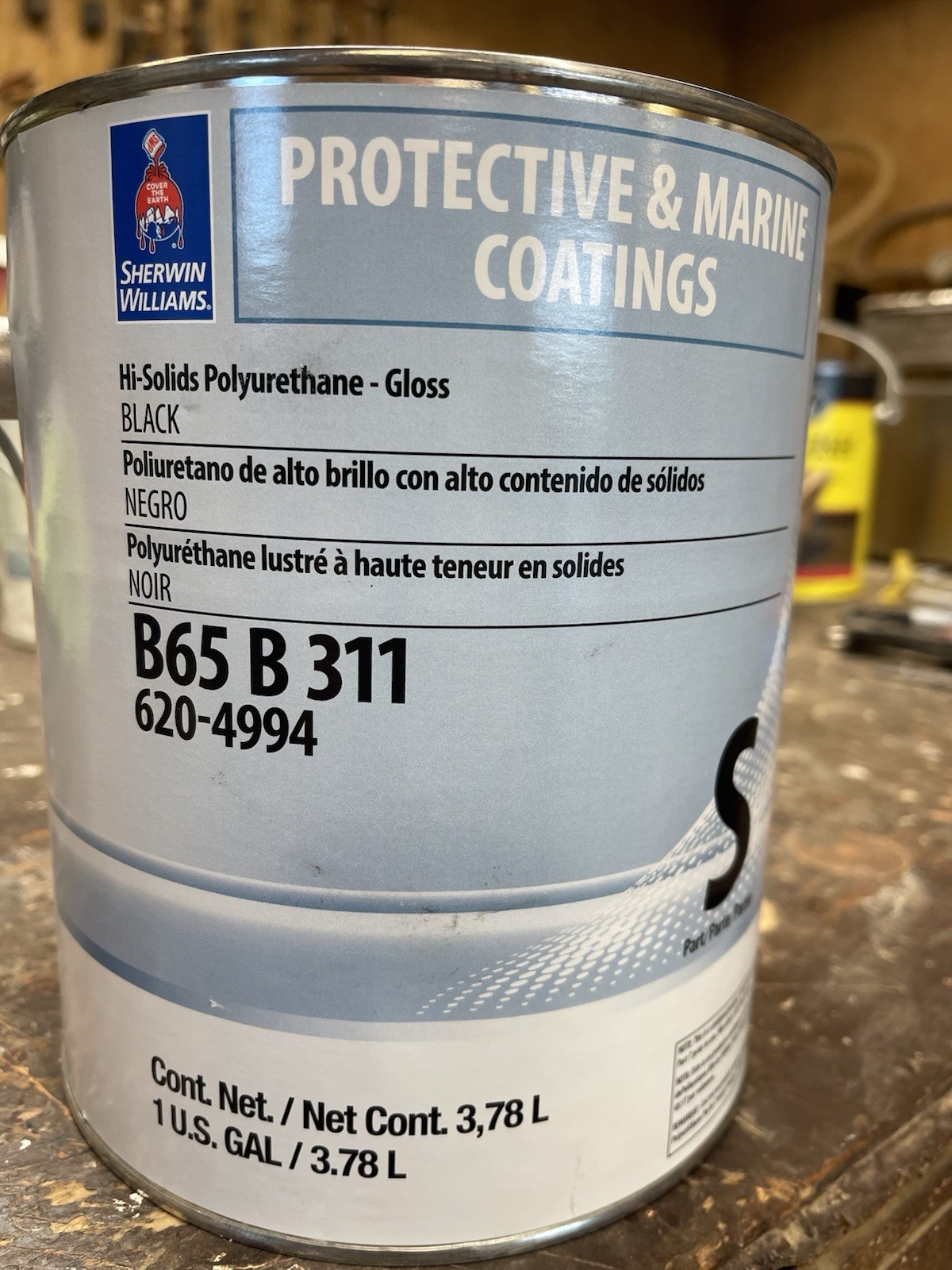 Gallon Sherwin Williams Hi-Solids Industrial Polyurethane/Gloss Black/ B65 B 311