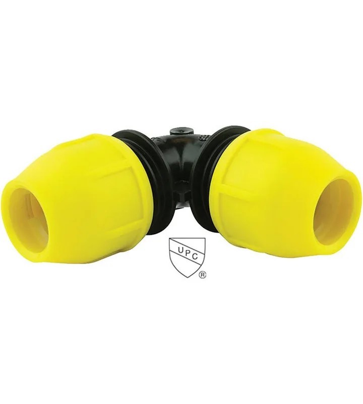 Home-Flex 1 inch IPS SDR 11 Underground Yellow Poly Gas Pipe 90° Elbow