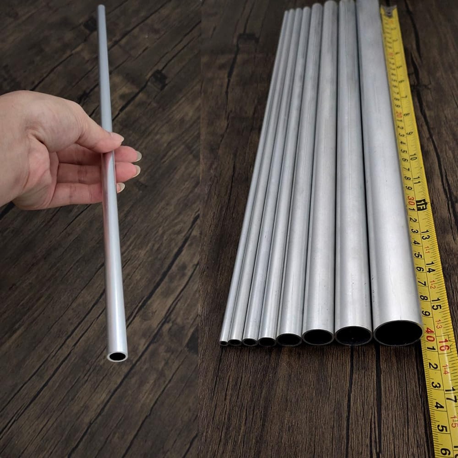 16 inch Aluminum Round Tube,3/8″ OD 1mm Wall Thickness,6063 Aluminum Hollow S…