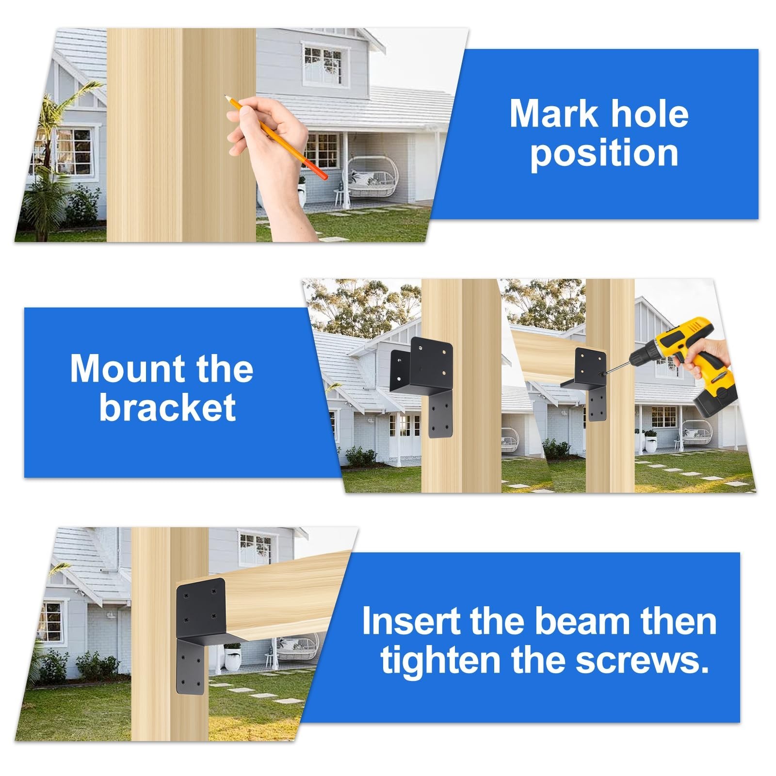 4 Pcs Joist Anchor Connector, Fit 4″x 4″Post, Roof Tie Header Hanger, Joint P…