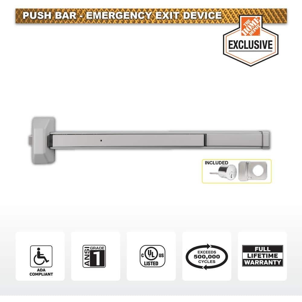 Universal Hardware UH40010 2-7/16 in. Push Bar with Standard Pull and Cylinder