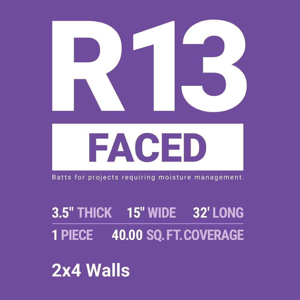 R- 13 Faced Fiberglass Insulation Roll 15 in. x 32 ft. (1 Roll) NEW