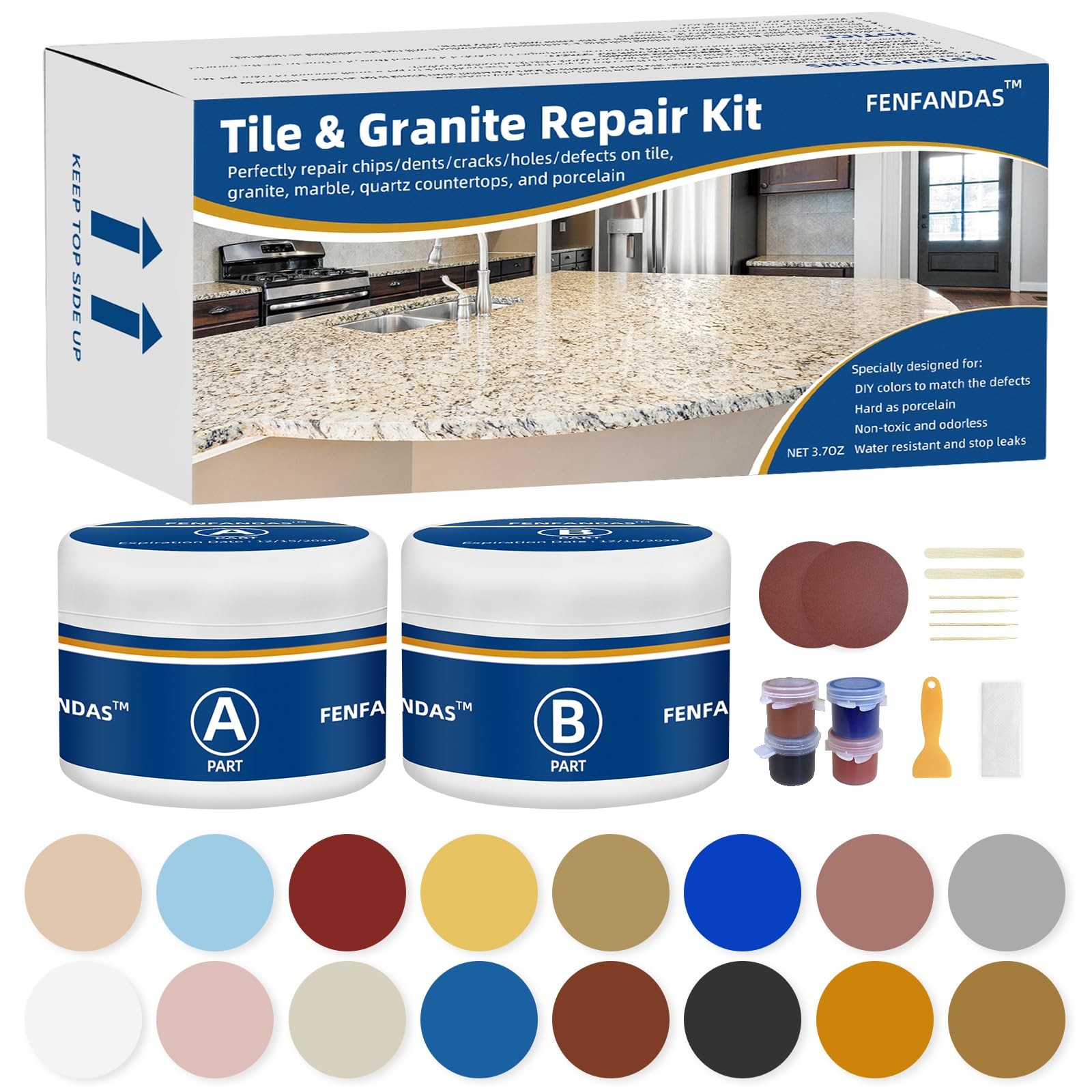 Tile and Granite Repair Kit, Marble Porcelain Stone and Quartz Countertops Re…