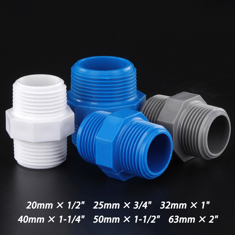 BSP 1/2″ 3/4″ 1″ 1-1/2″ 2″ Double Male Thread Nipple PVC Pipe Fittings Adapter