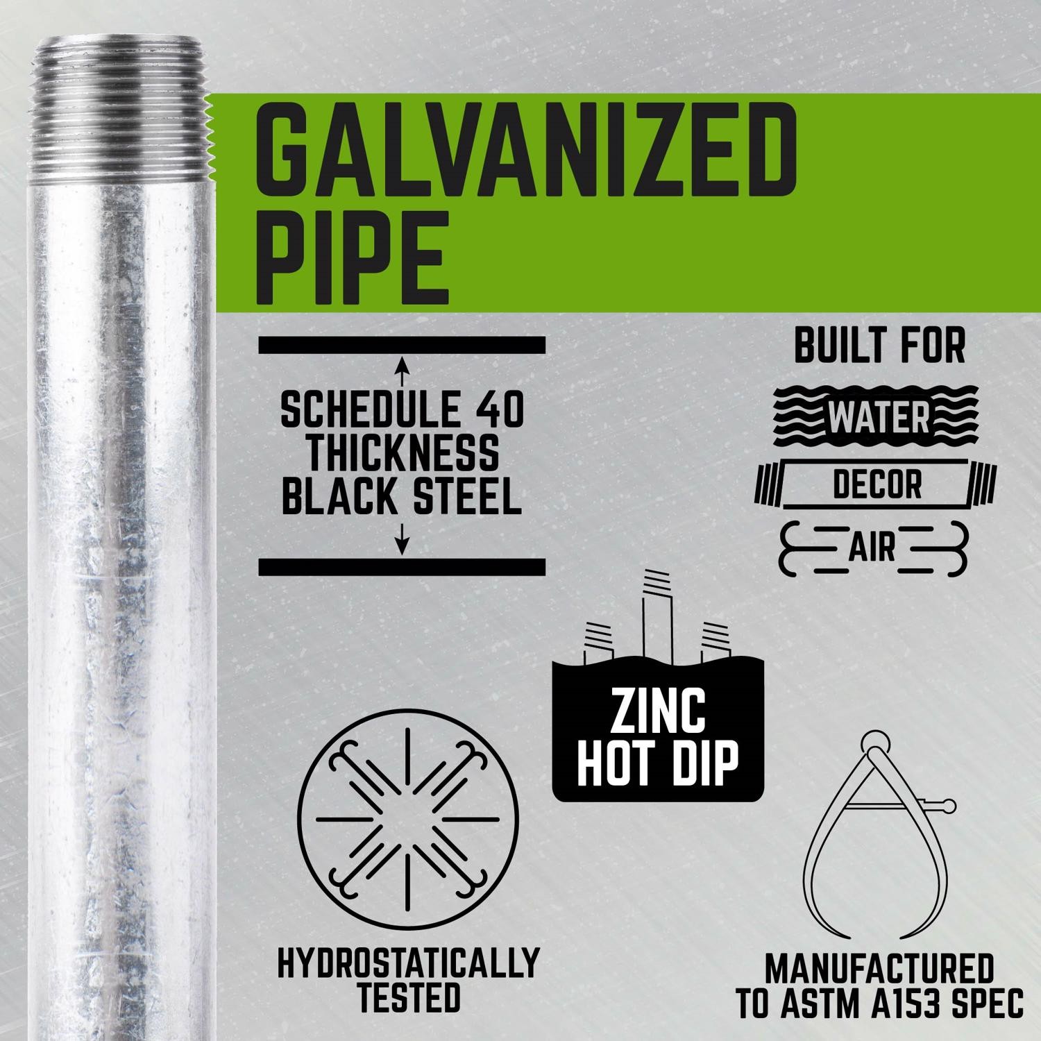BK Products 566-080HN Galvanized Nipple 1-1/4 x 1-1/4 MIP Dia. in. (Pack of 5)